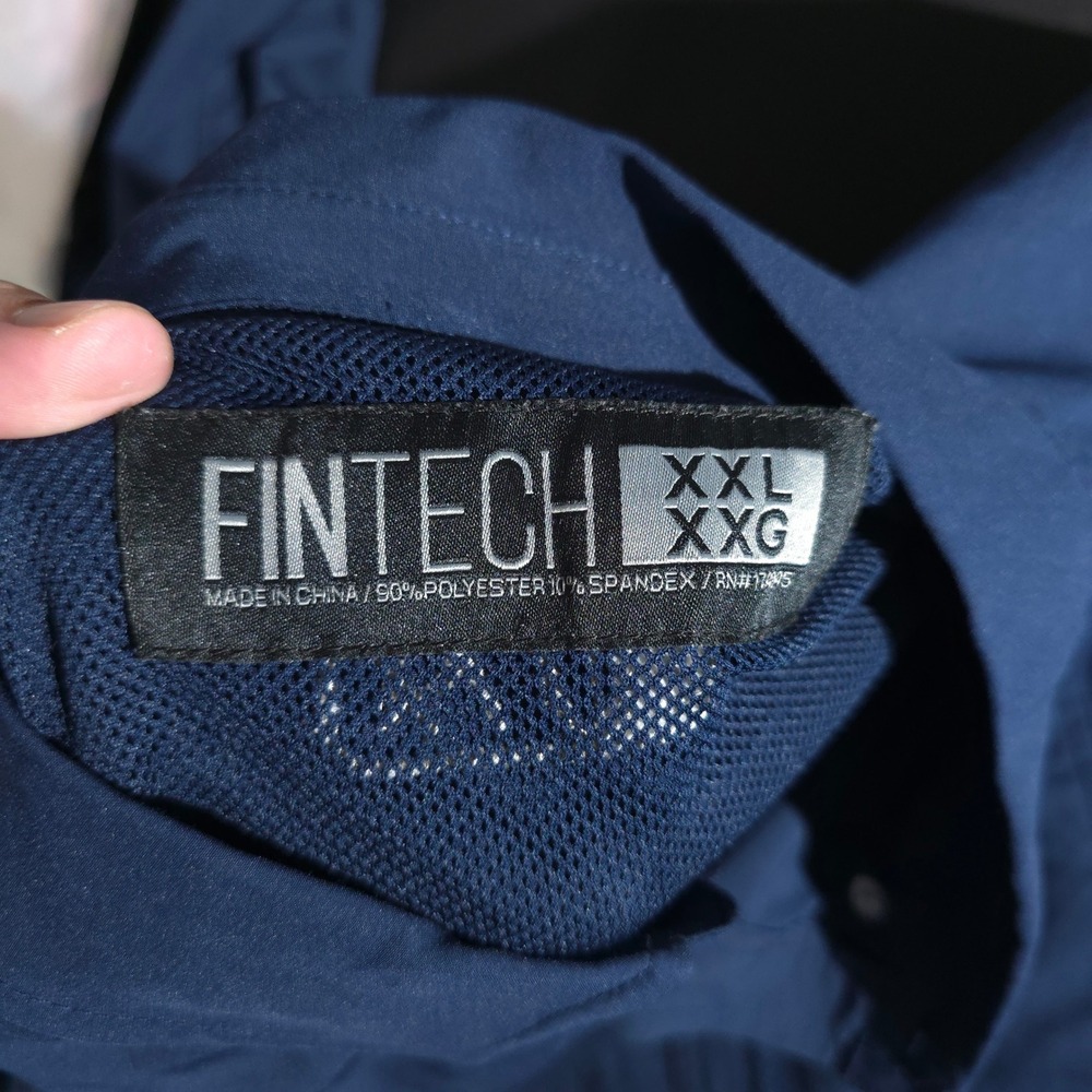 Fintech Fishing Shirt Mens XXL Navy Blue Long Sleeve Roll Tab Zip Pocket Stretch - Picture 8 of 12